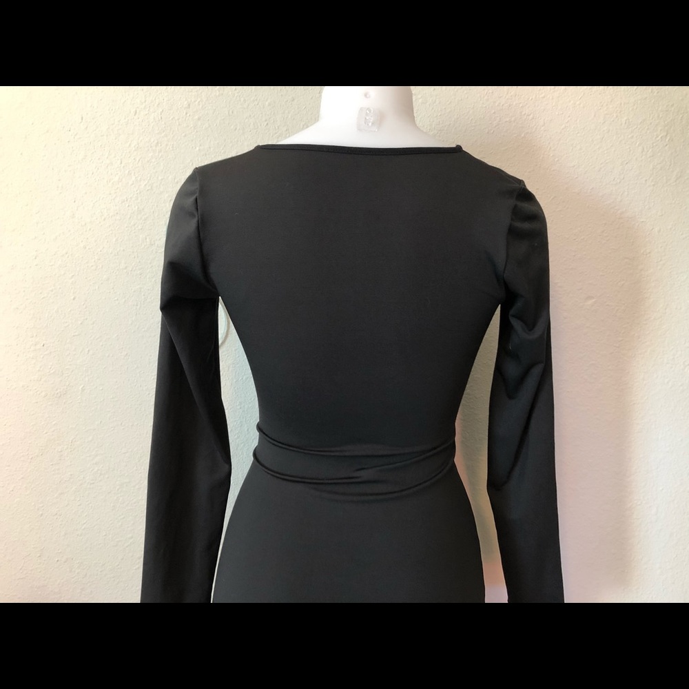 💝Black long sleeve dress midi - Picture 3 of 5